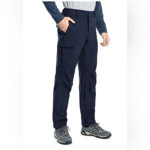 Hiauspor Men's Fleece Lined Hiking Pants Waterproof  Hunting Pants Navy new